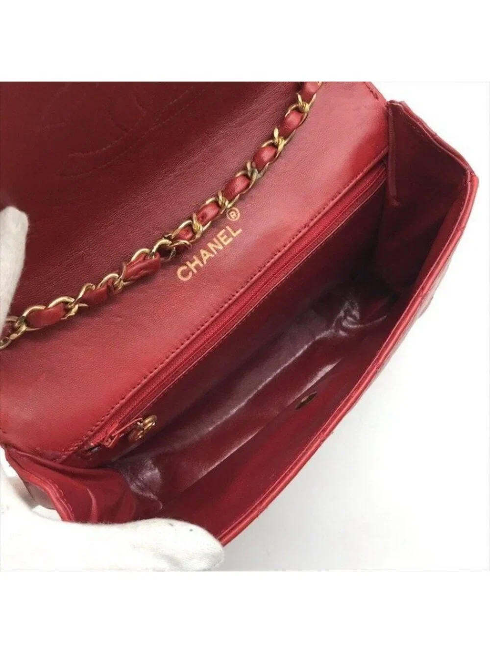 Chanel CC Logo Quilted Chain Shoulder Bag Turnlock Leather